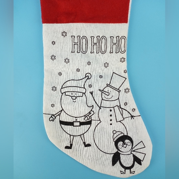 Crafter's Square DIY Ho Ho Ho Christmas Stocking Santa Snowman + Markers Red NEW - Picture 5 of 8